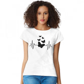 Women's white cotton western print t-shirt for women, machine wash or hand wash